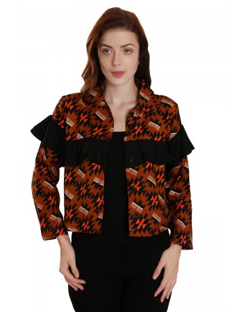 IKAT Print Ruffle Jacket