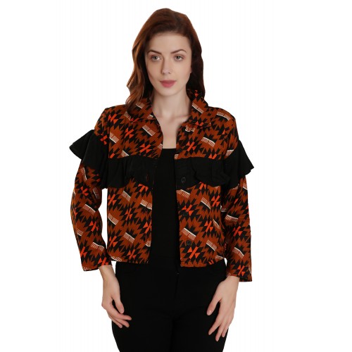 IKAT Print Ruffle Jacket