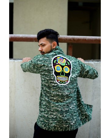 mens army print jacket with patch