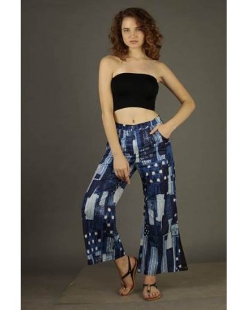 Cotton Flayered Pants with Leather Patch